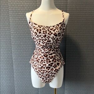 Kona Sol Leopard Print Crisscross Swimsuit